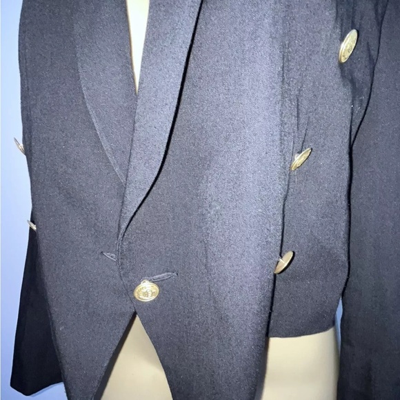 Vintage Karen chic Life Style cropped military style blazer anchor patch size 14 - Picture 2 of 7